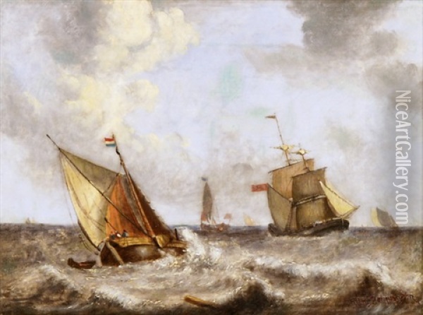 Marine Oil Painting - Cornelis Christiaan Dommelshuizen