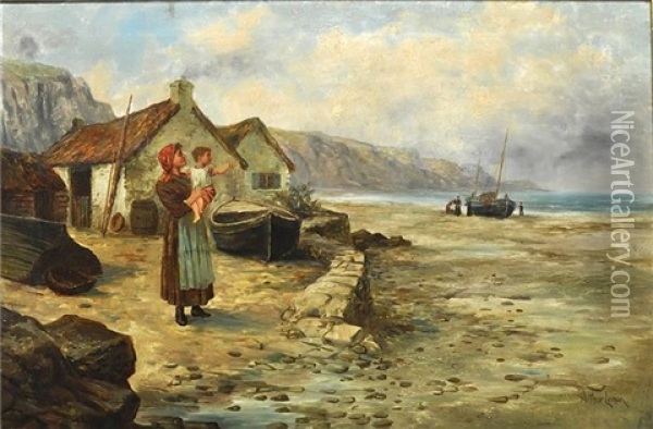 Waiting For The Return Oil Painting - Arthur Lemon
