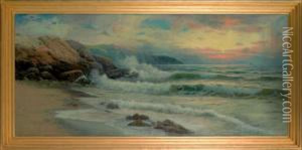 Sunset New England Coast Oil Painting - George Howell Gay