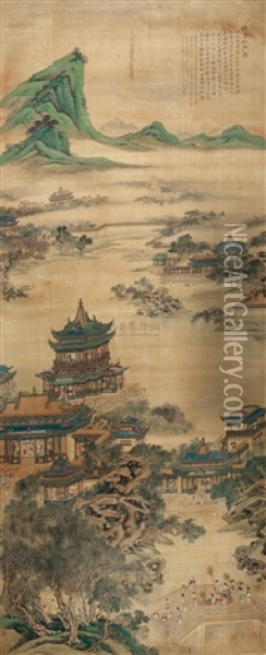Landscape And Character Oil Painting -  Wu Kuan