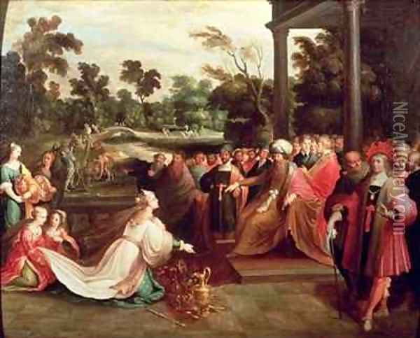 King Solomon and the Queen of Sheba Oil Painting - Frans I Francken