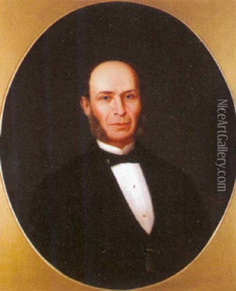 An Oval Portrait Of A Louisiana Gentleman Oil Painting - John Genin