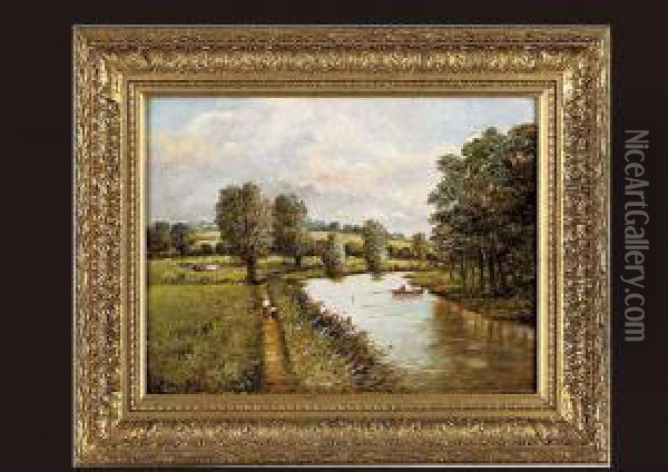 Figures By Canal Oil Painting - Christopher Mark Maskell