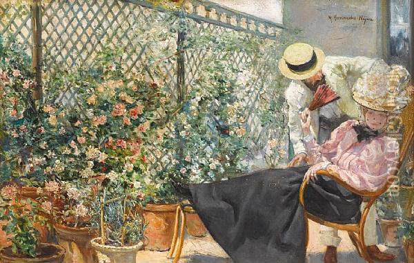 The Floral Terrace Oil Painting - Miguel Hernandez Najera