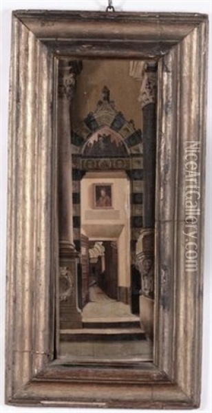 Interno Di Chiesa Oil Painting - Antonio Frixione