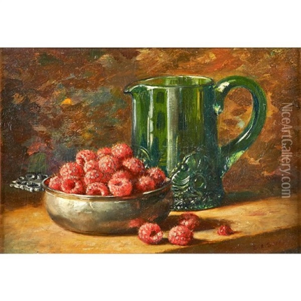 Still Life Of Raspberries With Pitcher Oil Painting - Emma Levina Swan