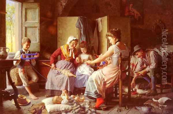 A Happy Family I Oil Painting - Giovanni Battista Torriglia