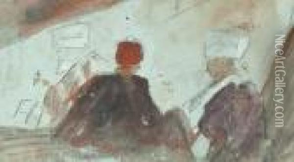 Figure Study Of 3 Arab Men Oil Painting - Hercules Brabazon Brabazon