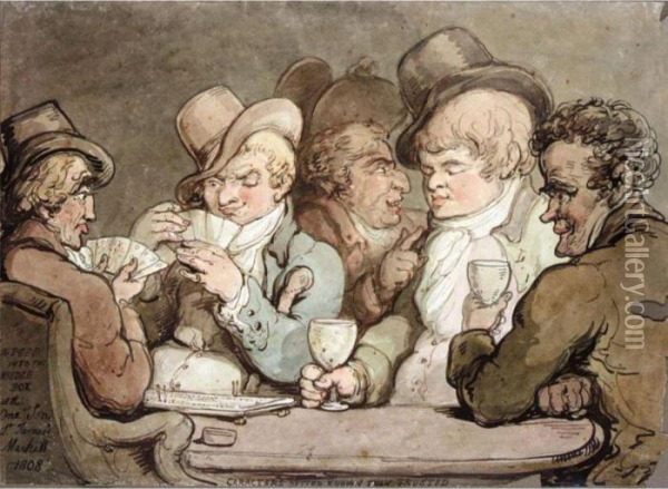 Characters Better Known Than Trusted Oil Painting - Thomas Rowlandson