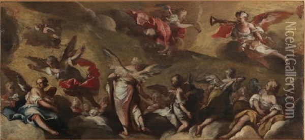 Teoria Di Angeli Musicanti Oil Painting - Antonio Bellucci