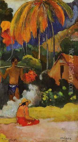 Mahana Maa II Aka The Moment Of Truth II Oil Painting - Paul Gauguin