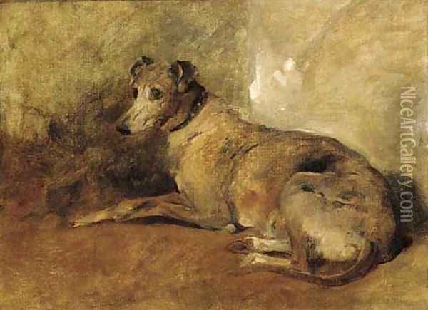 A greyhound Oil Painting - John Emms