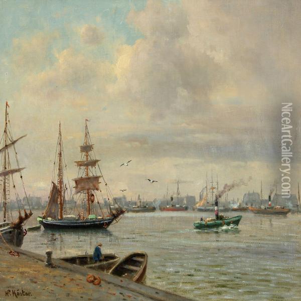 Harbour With Sailing And Boats Oil Painting - Heinrich Koster