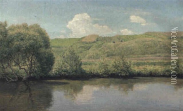 Fluslandschaft Oil Painting - Thomas Leitner