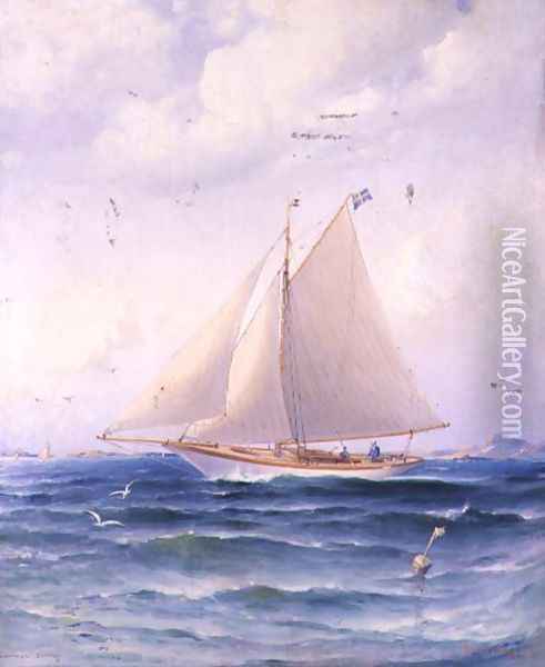 A Yacht Oil Painting - Otto Ludwig Richarde