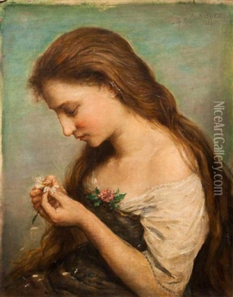 Jeune Femme A La Fleur Oil Painting - Auguste Charles Risler