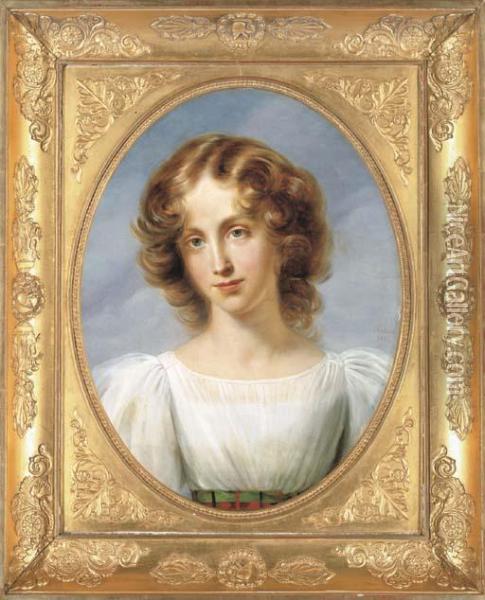 Portrait Of Helene-louise-elisabeth De Mecklenburg-schwerin,subsequently Duchesse D'orleans Oil Painting - Joseph Chabord