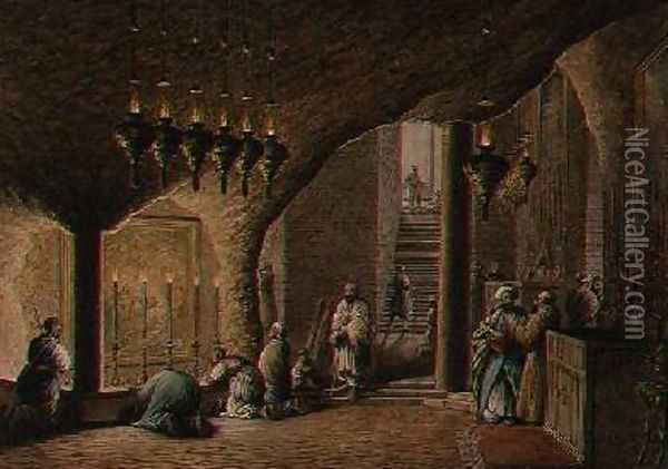 The Grotto of the Nativity Bethlehem Oil Painting - Luigi Mayer