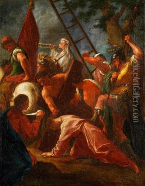 Jesus Fallt Unter Dem Kreuz Oil Painting - Francesco Trevisani