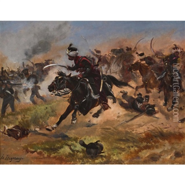 Angriff Der Osmanischen Armee Oil Painting - Henri Louis Dupray