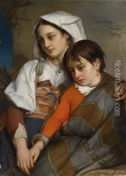 Schwestern Oil Painting - Jean-Francois Portaels