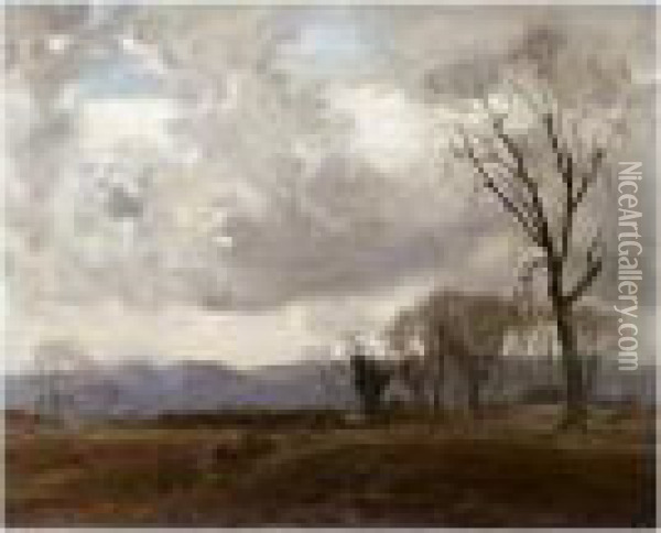 Ochil Hills From Bridge Of Earn Oil Painting - William Mason Brown