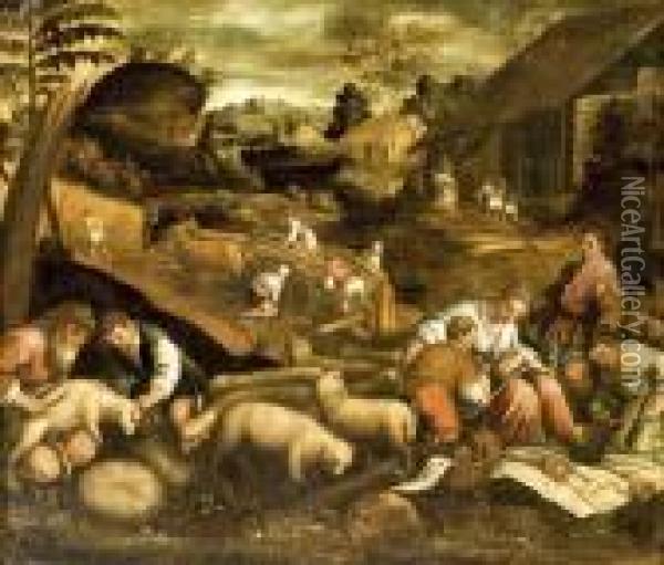 A Tel Allegoriaja Oil Painting - Jacopo Bassano (Jacopo da Ponte)
