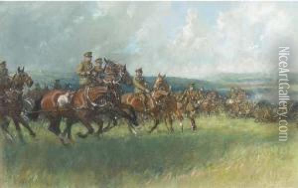 The Rocket Brigade At The Battle Of Leipzig Oil Painting - Gilbert Holiday