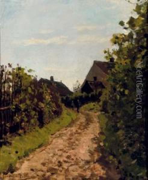 Villagers On A Sunny Path Oil Painting - Julius Jacobus Van De Sande Bakhuyzen