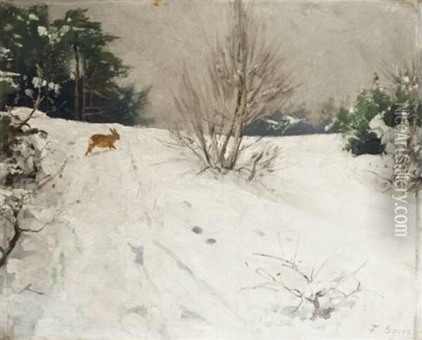 Hase Im Schnee Oil Painting - Fritz Grebe
