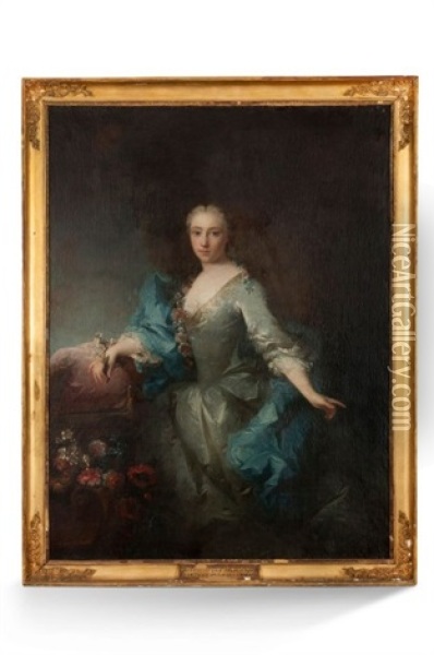 Portrait De Michelle Anne Douart De Fleurance, Comtesse De La Roche Lambert Oil Painting - Robert Levrac-Tournieres