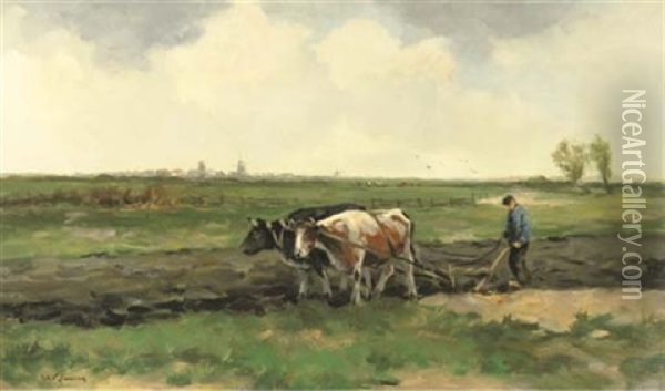 Ploughing The Field Oil Painting - Willem George Frederik Jansen