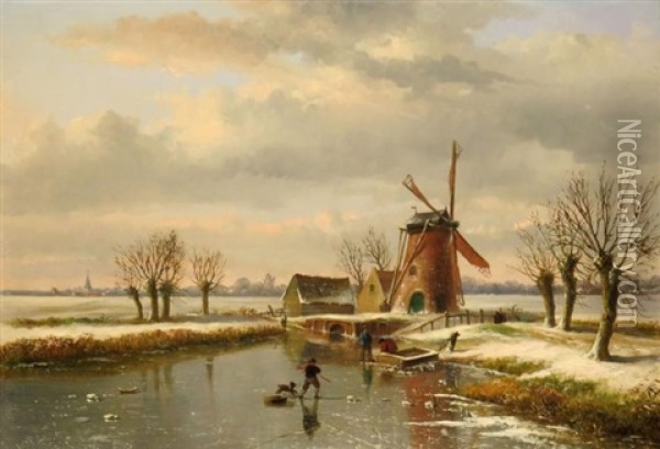 Winter By The Mill Oil Painting - Louis Pierre Verwee
