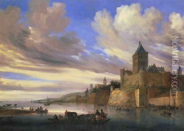 River View of Nijmegen with the Valkhof Oil Painting - Salomon van Ruysdael
