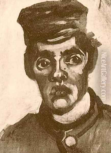 Head Of A Young Peasant In A Peaked Cap II Oil Painting - Vincent Van Gogh