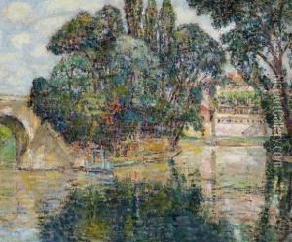 Les Iles A Poissy Oil Painting - Georges Morren