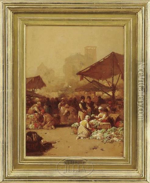 Roman Market Oil Painting - George Washington Nicholson