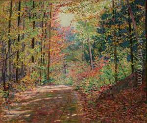 Road Through An Autumn Forest Oil Painting - Lilla Calbot Perry