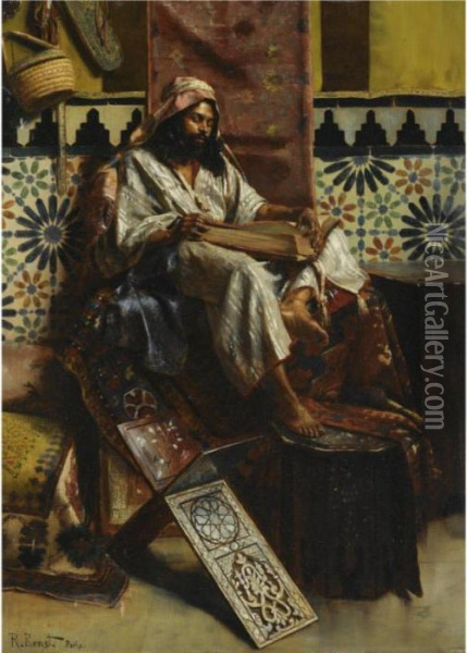 Studying The Koran Oil Painting - Rudolph Ernst