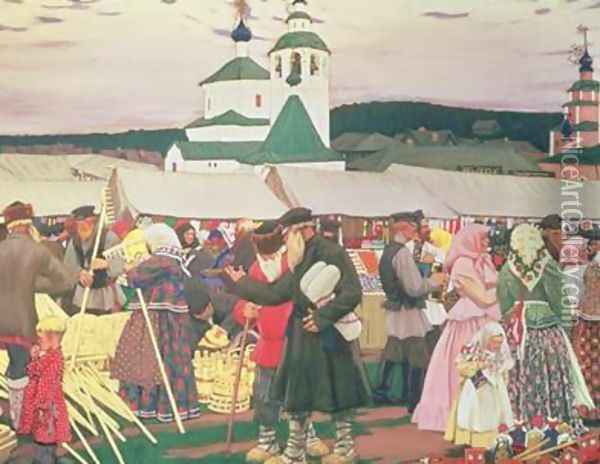 The Fair Oil Painting - Boris Kustodiev