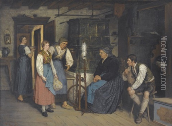 In Den Ersten Dienst Oil Painting - Georg Teibler
