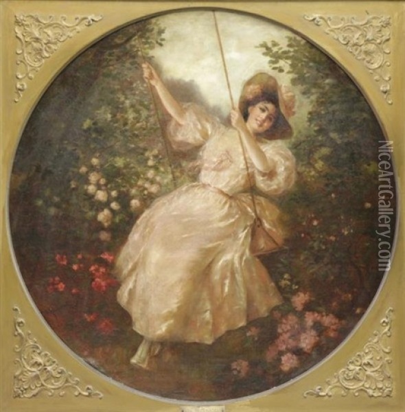 Beauty On Swing Oil Painting - Theodor Recknagel
