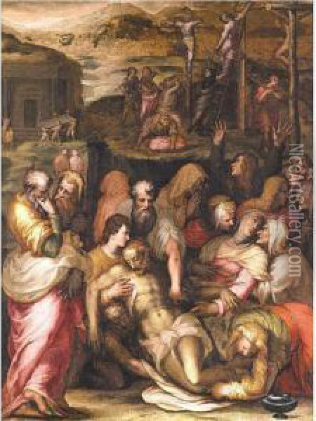 The Lamentation Over The Dead Christ Oil Painting - Francesco Morandini da Poppi