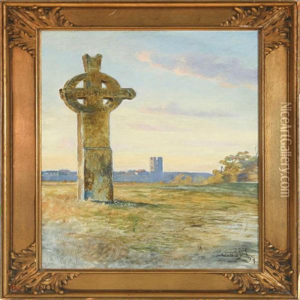 Afternoon At The Cross In Visby, Sweden Oil Painting - Hans Nikolaj Hansen