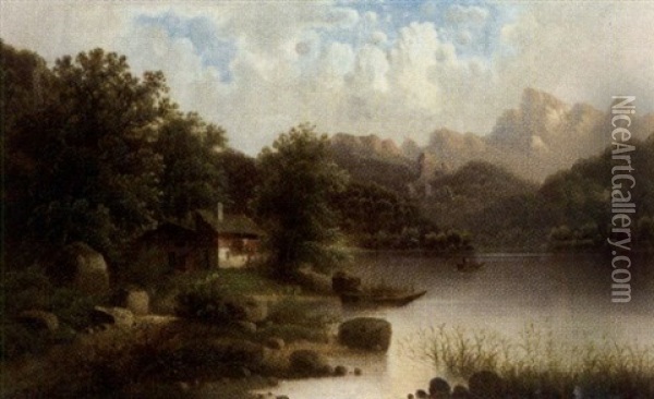 Flusslauf In Sommerlichem Hochgebirge Oil Painting - Henri Luc Mottu