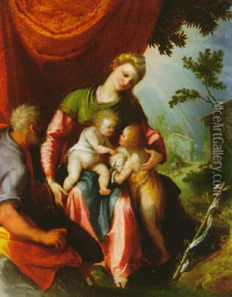 The Holy Family With Saint John The Baptist Oil Painting - Lodovico (Il Cigoli) Cardi