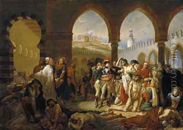 General Bonaparte Visiting the Plague Stricken at Jaffa Oil Painting - Auguste Hyacinthe Debay