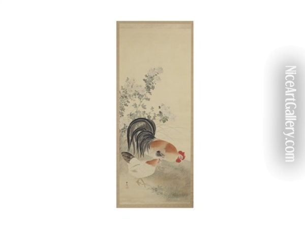 Chrysanthemum And Birds Oil Painting - Gyokusho Kawabata