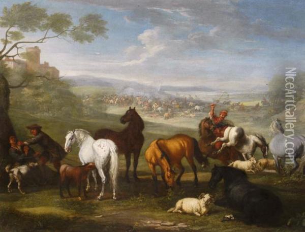 Csatajelenet Oil Painting - Pieter van Bloemen