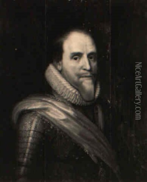 Portrait Of Prince Maurits Of Orange, Half Length, Wearing Armour Oil Painting - Michiel Janszoon van Mierevelt